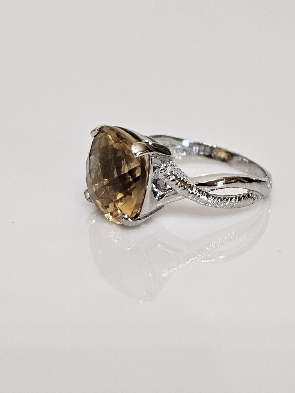 Natural Cushion Cut Citrine Sterling Silver Size 8 - Picture 9 of 10